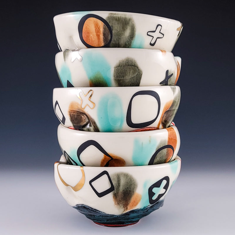 Ceramic work with confident line and energetic surface decoration